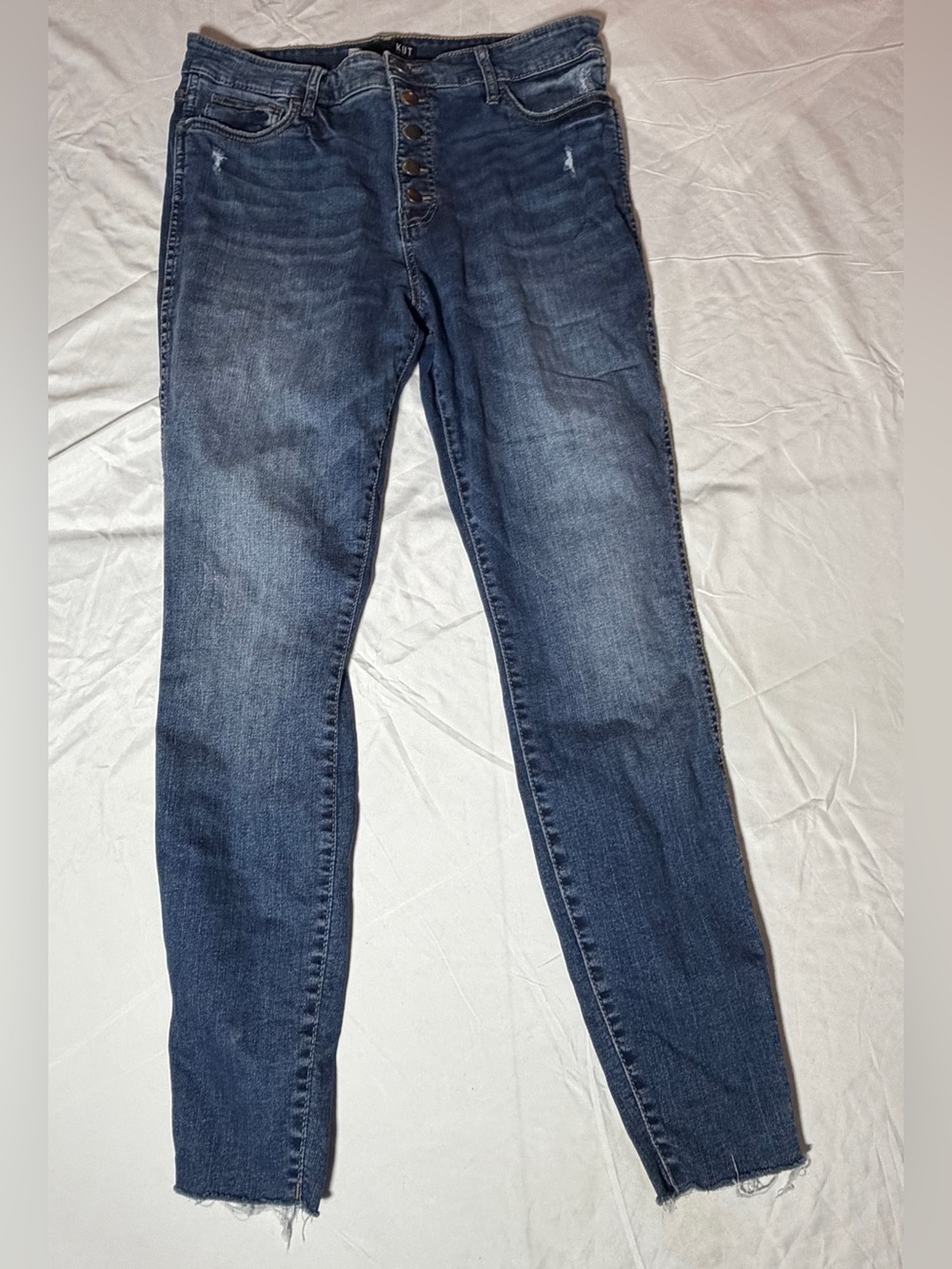 KUT from the Kloth Donna Button Fly High Rise Ankle Skinny Jeans Size 14 Medium